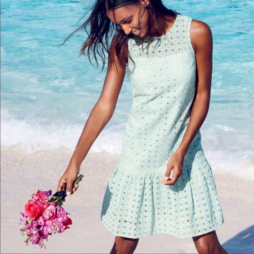 NEW J. Crew ANNA Dress Organza Eyelet Lace Green Mint Dress Weeding size 6